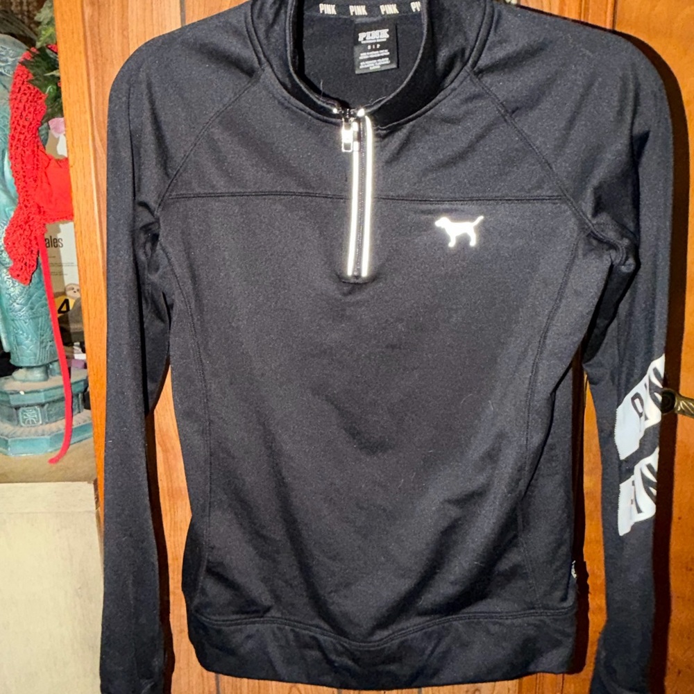PINK Victoria's Secret Black Quarter-Zip Pullover